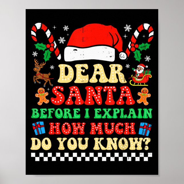 Poster Dear Santa I Can Explain Funny Christmas Xmas Squa (Frente)