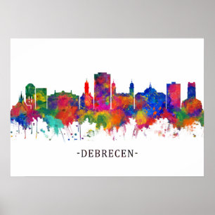 Poster Debrecen Hungary Skyline