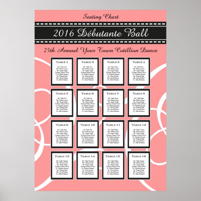 Poster Debutante Ball / Sweet XVI Seating Chart (Frente)