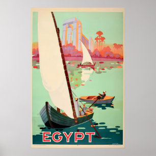 Poster Década de 1930 “Egito” Rio Nilo Estilo de Viagem V