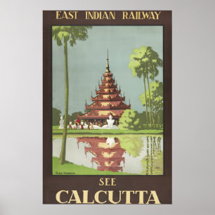 Poster Década de 1930 Veja Calcutta Índia Eden Gardens Vi