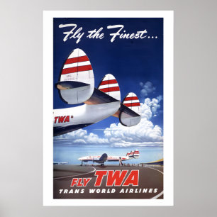 Poster Década de 1940 Voar para o Caribe Estilo Vintage T