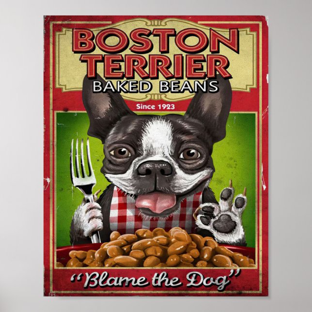 Poster Decado de Feijões Feijões Terrier de Boston | Pres (Frente)