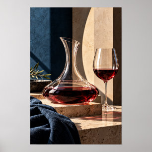 Poster Decantador de Vinho Tinto e Copo – Vinho Moderno e