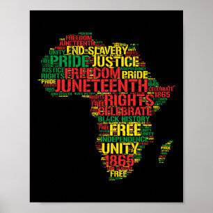 Poster Décima Sétima África Mapa Palavras de 19 de junho