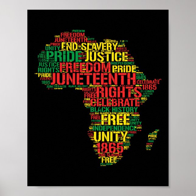 Poster Décima Sétima África Mapa Palavras de 19 de junho  (Frente)