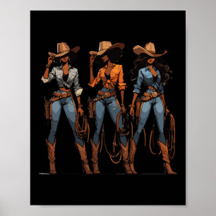 Poster Décima Sétima Cowgirl Western Rodeo Melanin Preto