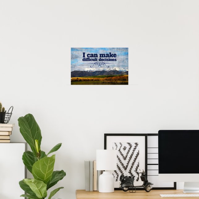 Poster "Decisões difíceis" Afirmação de motivação (Escritório em casa)