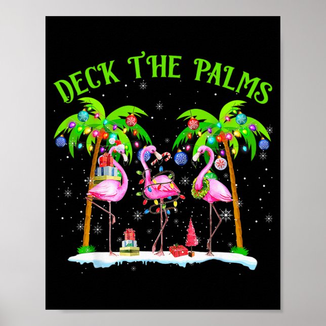 Poster Deck The Palms Flamingo Trocal Christmas Lights Pa (Frente)