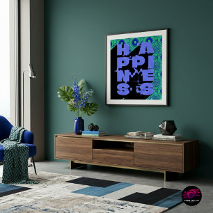 Póster Declaração de Felicidade de Abstrato Negrito