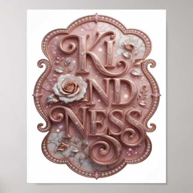 Poster Declaração de Gentileza em Ouro Limpo KINDNESS (Frente)