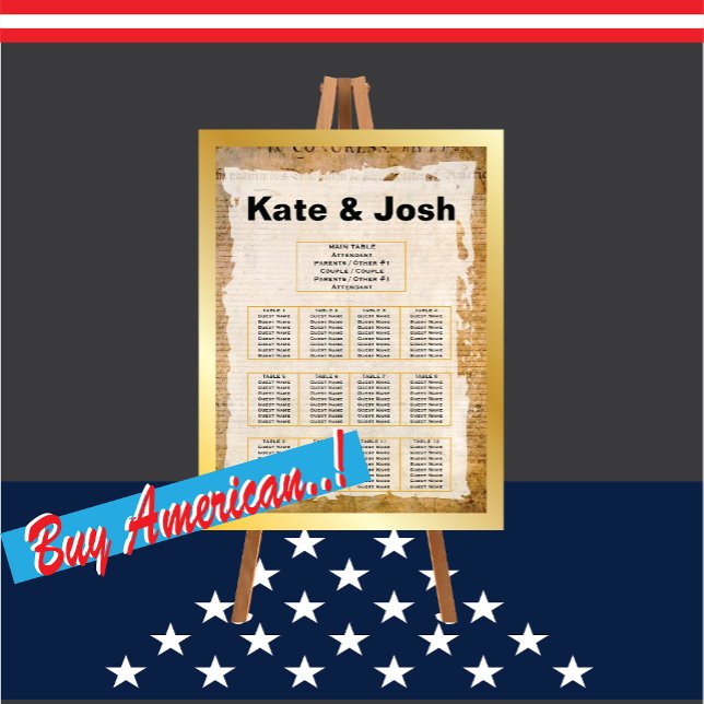 Poster Declaração de Independência 📜 1776 (Celebrate America's legacy with this iconic historical Wedding seating chart .)