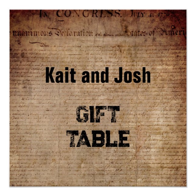 Póster Declaração de Independência 📜 1776 Mesa-presente (Frente)