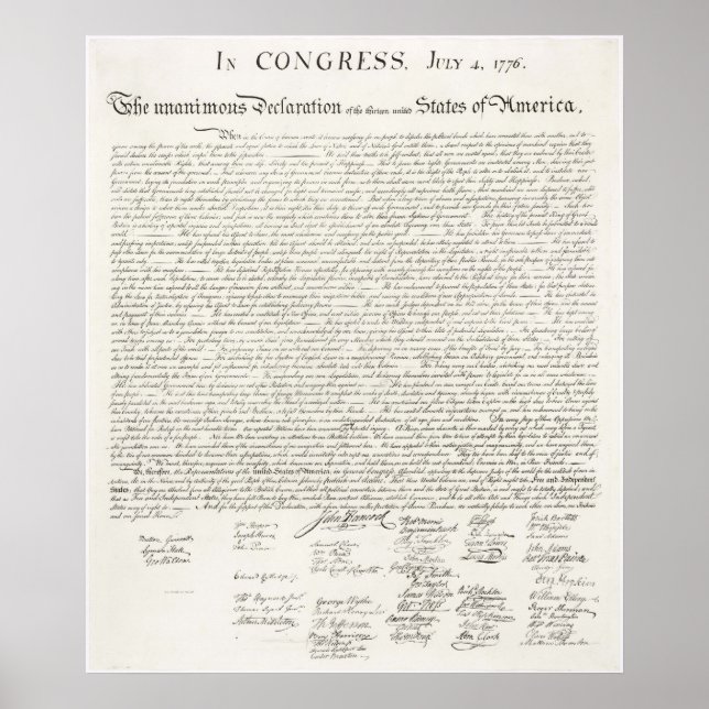 Póster Declaração de Independência dos Estados Unidos (Frente)