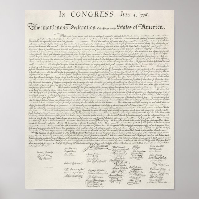 Poster Declaração de Independência dos Estados Unidos da  (Frente)