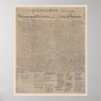Poster Declaração de Independência dos EUA