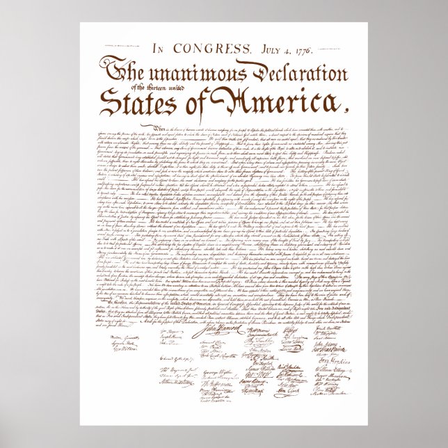 Poster Declaração de Independência dos EUA (Frente)