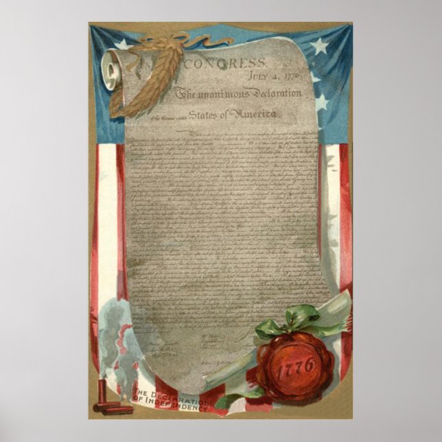 Póster Declaração de Independência dos EUA 1776 (Frente)