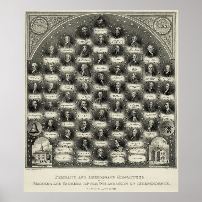 Póster Declaração de Independência Retratos Assinaturas (Frente)