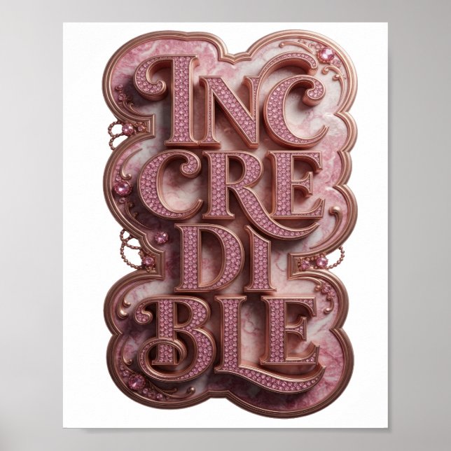 Poster Declaração INCREDÍVEL Rosa Espirituosa Design (Frente)