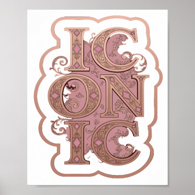 Poster Declaração Rosa ICONIC Design Personalizado (Frente)