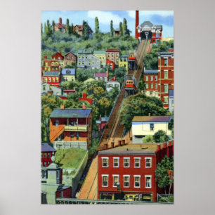 Póster Declive de Cincinnati Ohio Mt Adams