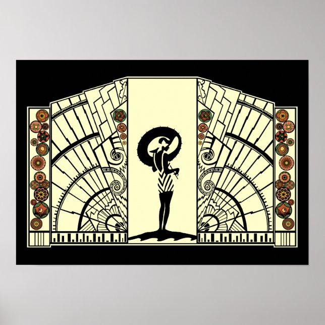 Póster Deco à beira-mar - Amarelo e Laranja (Frente)