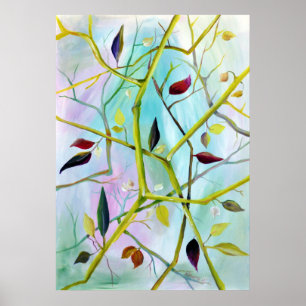 Póster Deco Art - Folhas Pintadas Multidimensionais