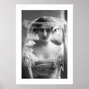 Poster deco bride véu preto e branco