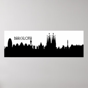 Póster deco da skyline de Barcelona