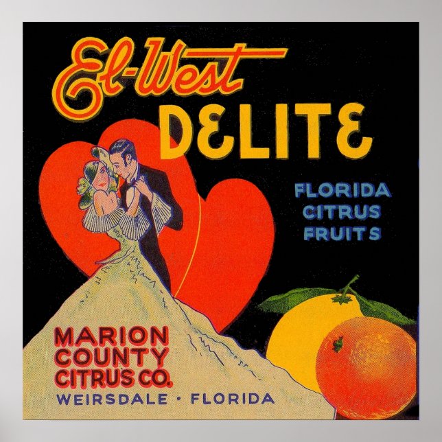 Poster Deco de arte El-West Delite Fruta da Flórida, nos  (Frente)