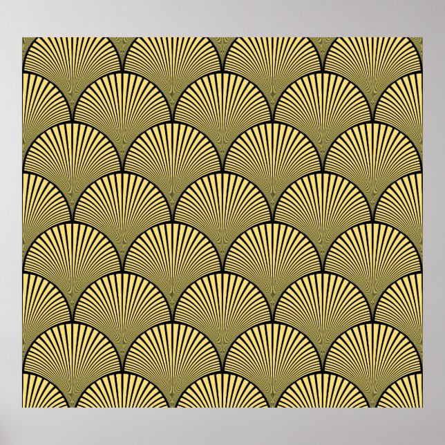 Poster Deco de Arte Japonês: Black Dourado Design (Frente)