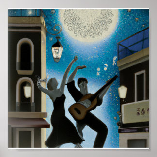 Poster Deco digital azul e branco da Vintage