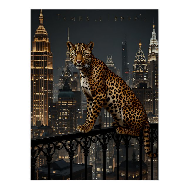 Póster Deco Leopard: Art Deco Elegance (Frente)