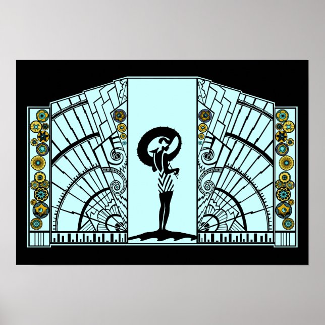 Póster Deco litoral - Aqua & Amarelo - Impressão/Poster (Frente)