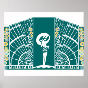 Póster DECO MARÍTIMO em turquesa e amarelo