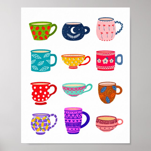 Poster Decodificação de Parede das Cozinhas de Aquarelas  (Frente)
