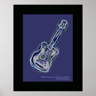 Poster decor de arte de guitarra acústica