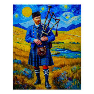 Póster Decor de Arte de Parede do baganeiro escocês .Cor