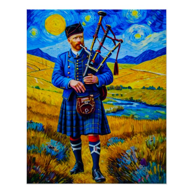 Póster Decor de Arte de Parede do baganeiro escocês .Cor  (Frente)