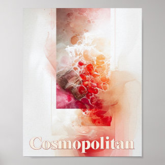 Poster Decor de Bar Moderno, Coquetel de Aquarela Cosmopo