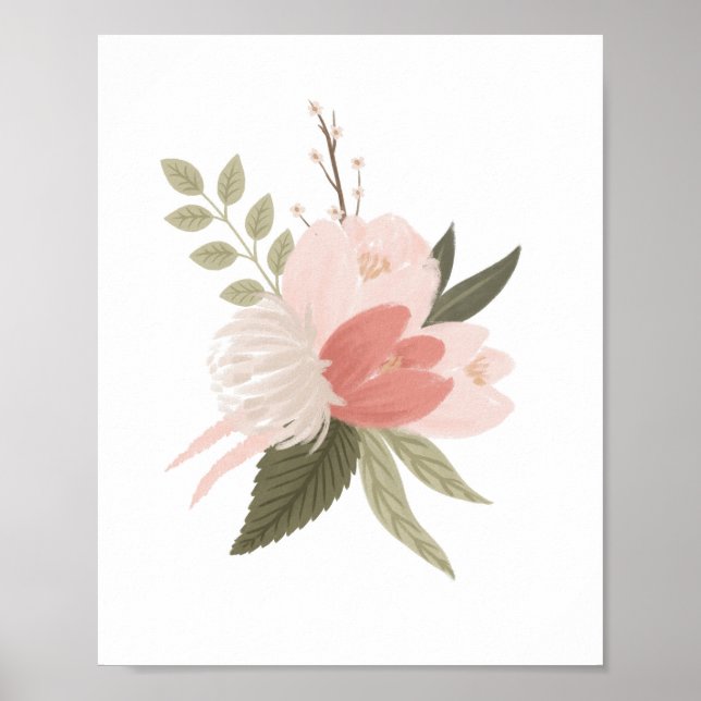 Poster Decor de Enfermeira Rosa Floral (Frente)