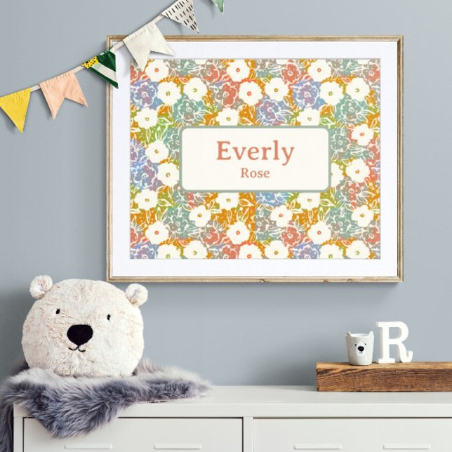 Poster Decor de Enfermeiro Chic com Nome Personalizado Fl (Customize name! Shown with white mat and wood frame. (you will receive print only) Thank you!)