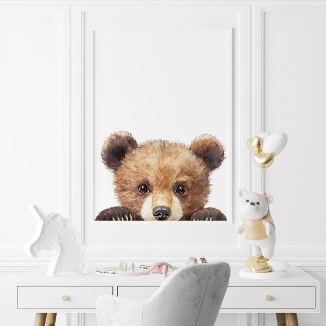 Poster Decor de Enfermeiro de Bear de Cana-d-Água (Cute Watercolor Baby Bear Nursery Decor)