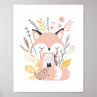 Poster Decor de Enfermeiro Floral Baby Fox