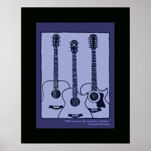 Póster decor de guitarras acústicas