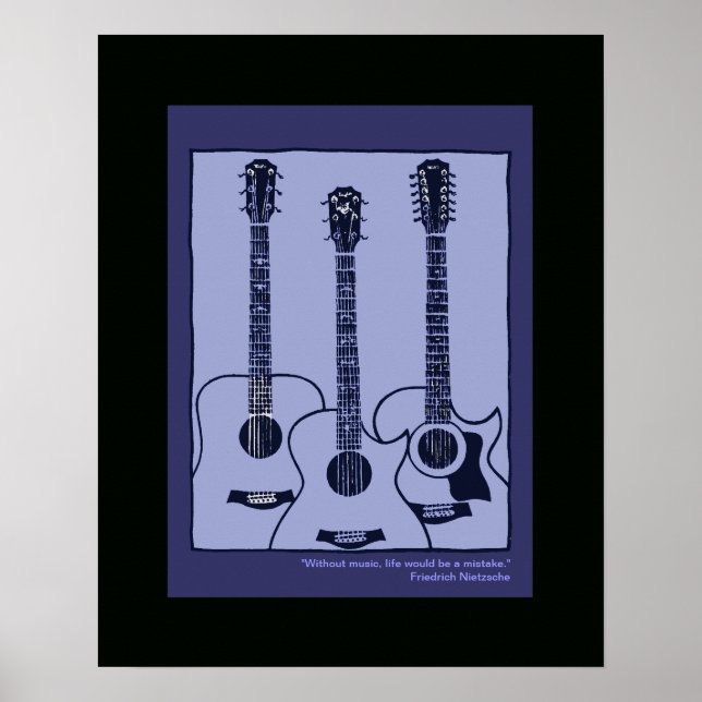 Póster decor de guitarras acústicas (Frente)