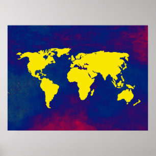 Poster decor de mapa geográfico mundial