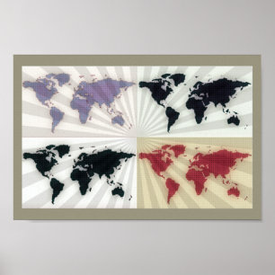 Póster decor de mapas mundiais