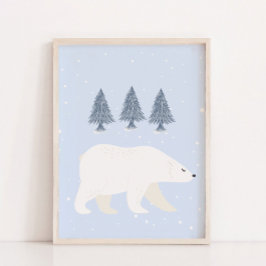 Poster Decor de Muro de Neve Branca de inverno do Urso Po